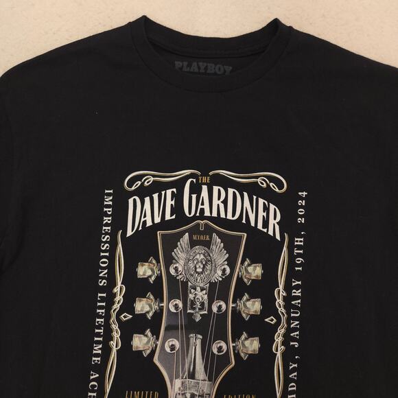 Playboy Dave Gardner Graphic Short Sleeve Crew Neck T Shirt Mens Size M Black - Picture 1 of 9